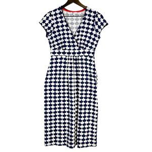 Boden Womens Casual Jersey Dress Navy Blue Cream Midi - 6 6L Long